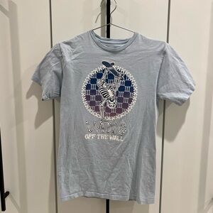 Boys XL Vans Light Blue Skater Skeleton Graphic T-Shirt